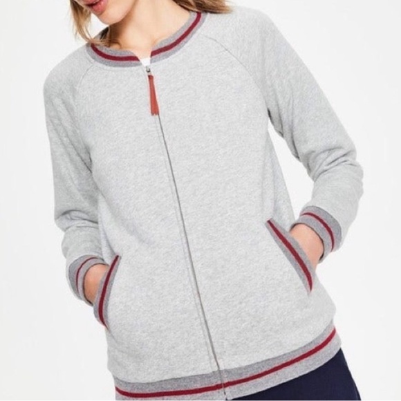 Boden Whitstable Gray Zip Jersey Bomber Jacket - Picture 2 of 3